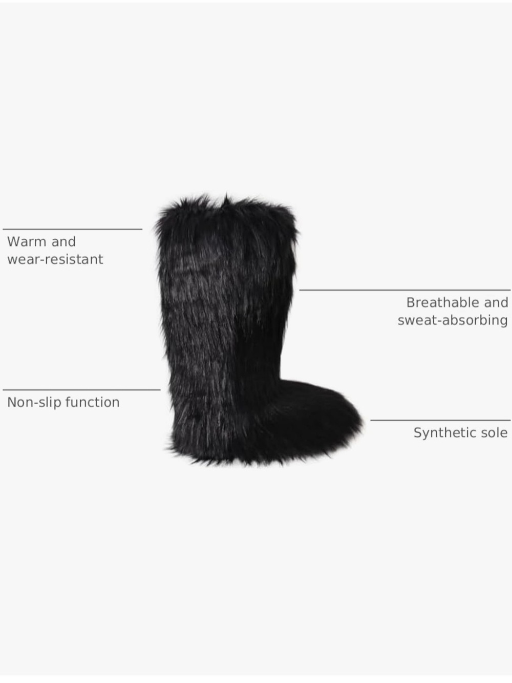Black Faux Fur Boots - Picture 7 of 11